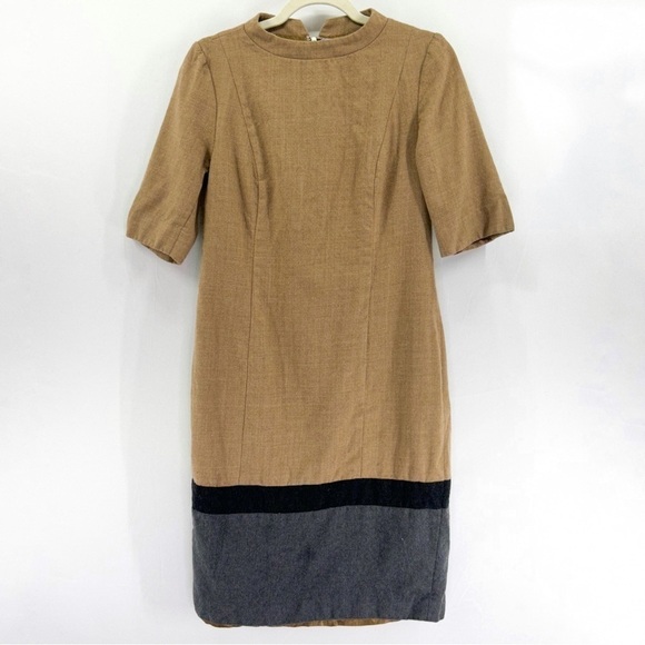 𝅺PENDLETON Wool Color block Short Sleeve Sheath Midi Dress size 8 - Picture 1 of 7